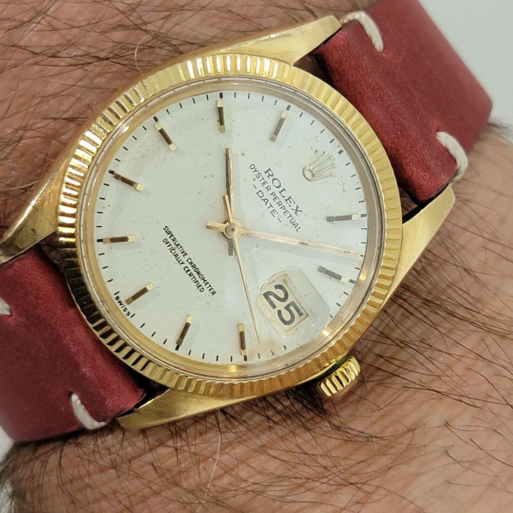 Homme Rolex Oyster Perpetual Date 1503 14k Solid Gold 35mm Automatic 1960s RA348 en vente 6