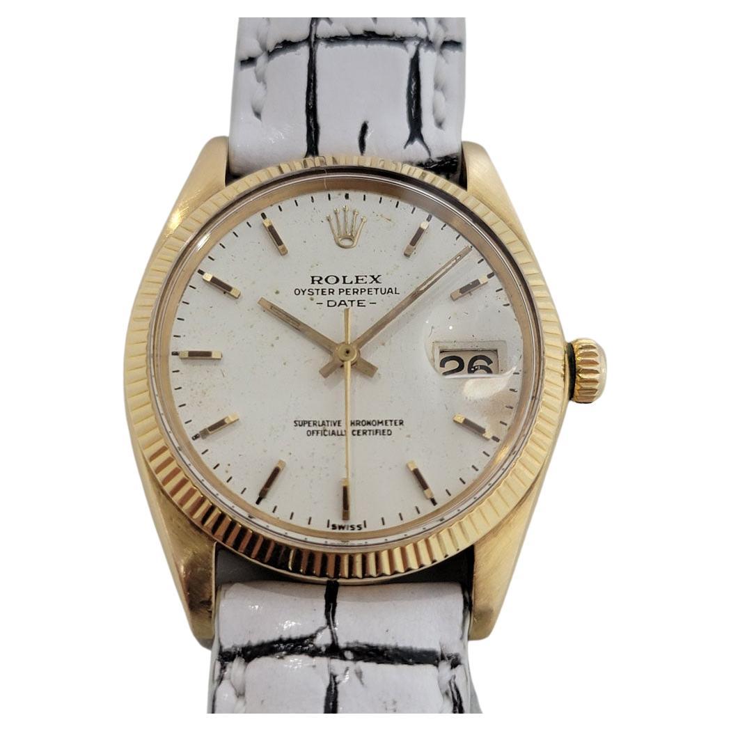 Mens Rolex Oyster Perpetual Date 1503 14k Solid Gold Automatic 1960s Ra348w For Sale