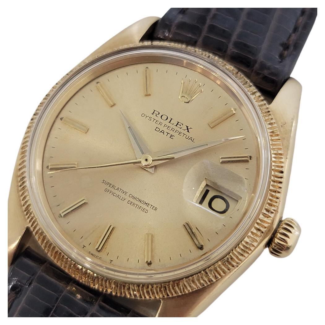 Mens Rolex Oyster Perpetual Date 1503 18k Solid Gold 1960s Automatic RJC156 For Sale