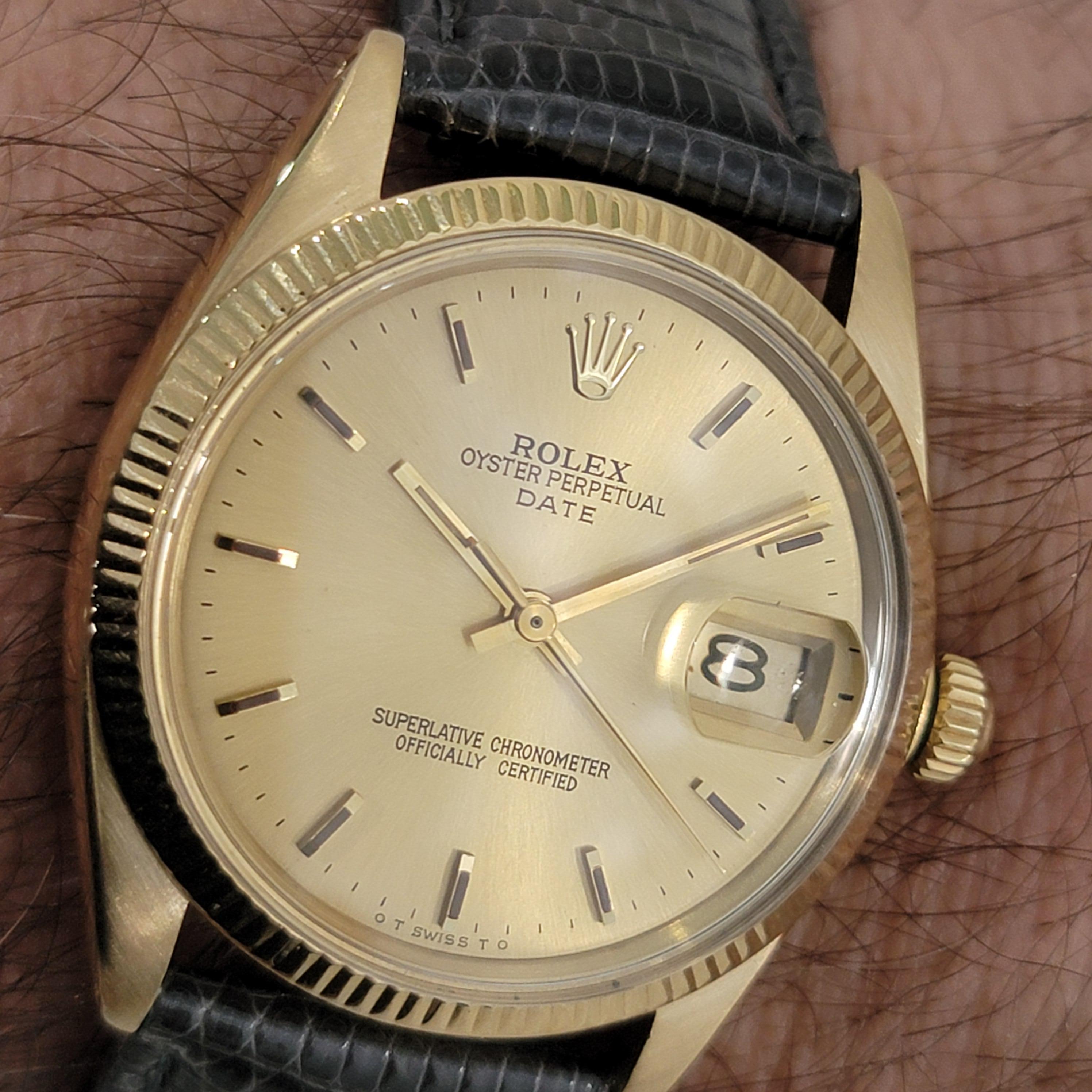 Mens Rolex Oyster Perpetual Date 1503 18k Solid Gold 34mm Automatic 1960s RA387 9
