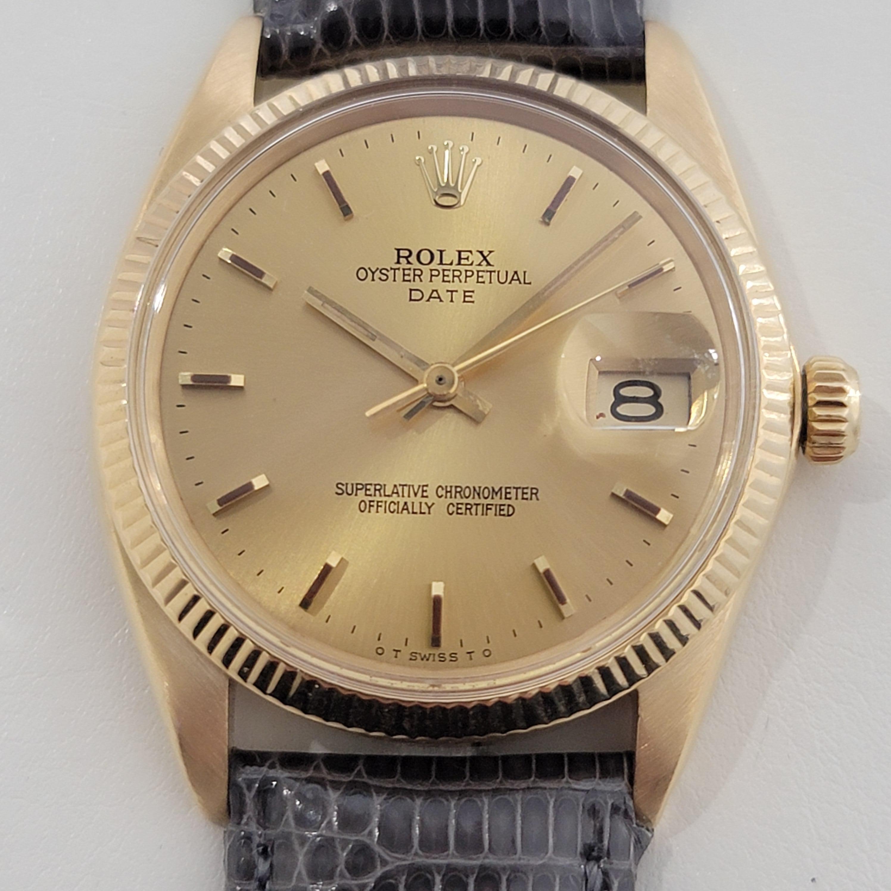 Men's Mens Rolex Oyster Perpetual Date 1503 18k Solid Gold 34mm Automatic 1960s RA387