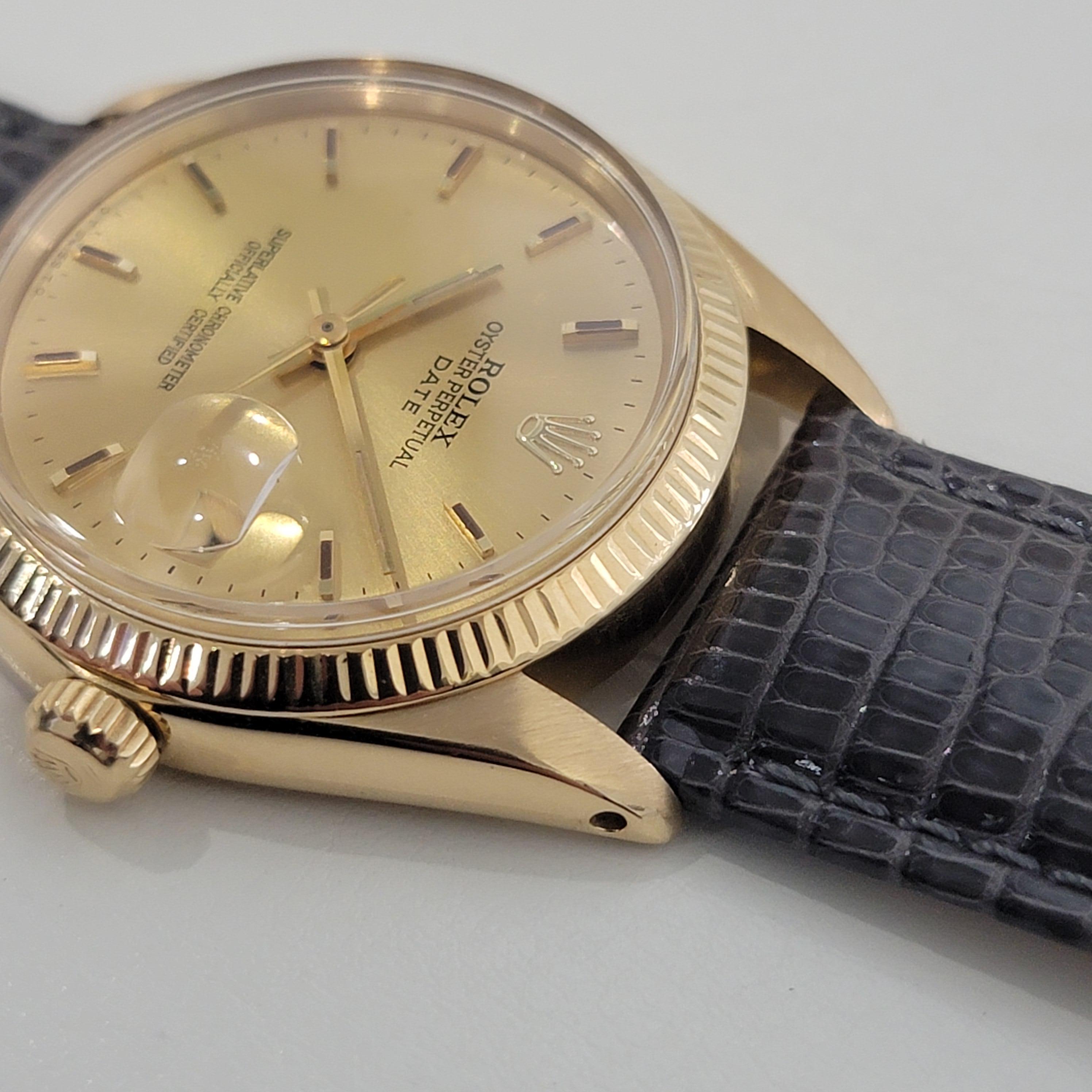 Mens Rolex Oyster Perpetual Date 1503 18k Solid Gold 34mm Automatic 1960s RA387 2