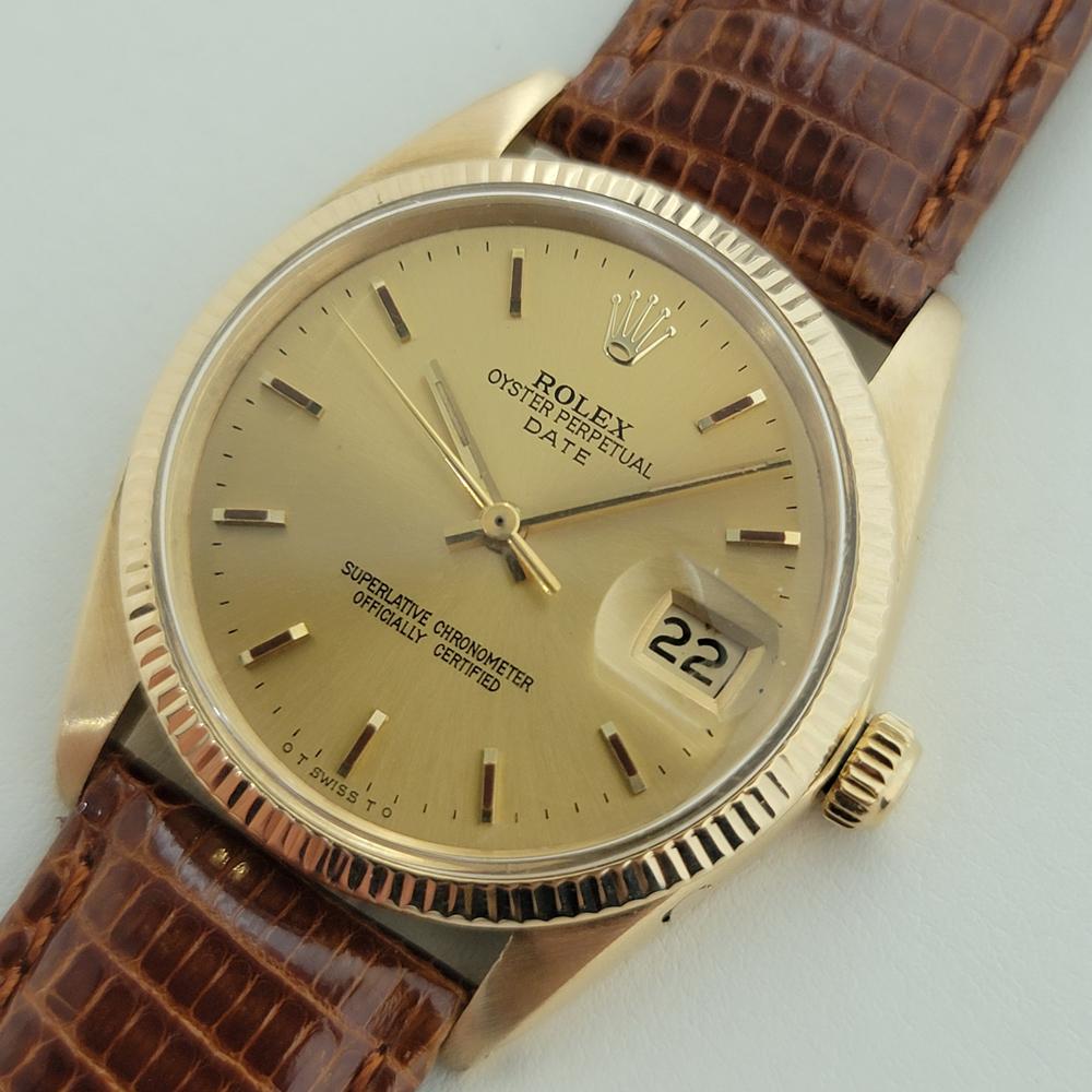 Men's Mens Rolex Oyster Perpetual Date 1503 18k Solid Gold 34mm Automatic 1960s RA387B