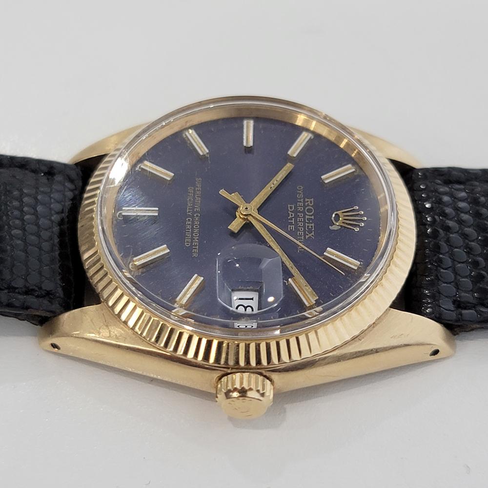 Mens Rolex Oyster Perpetual Date 1503 35mm 14k Solid Gold Automatic 1960 RA264 In Excellent Condition In Beverly Hills, CA