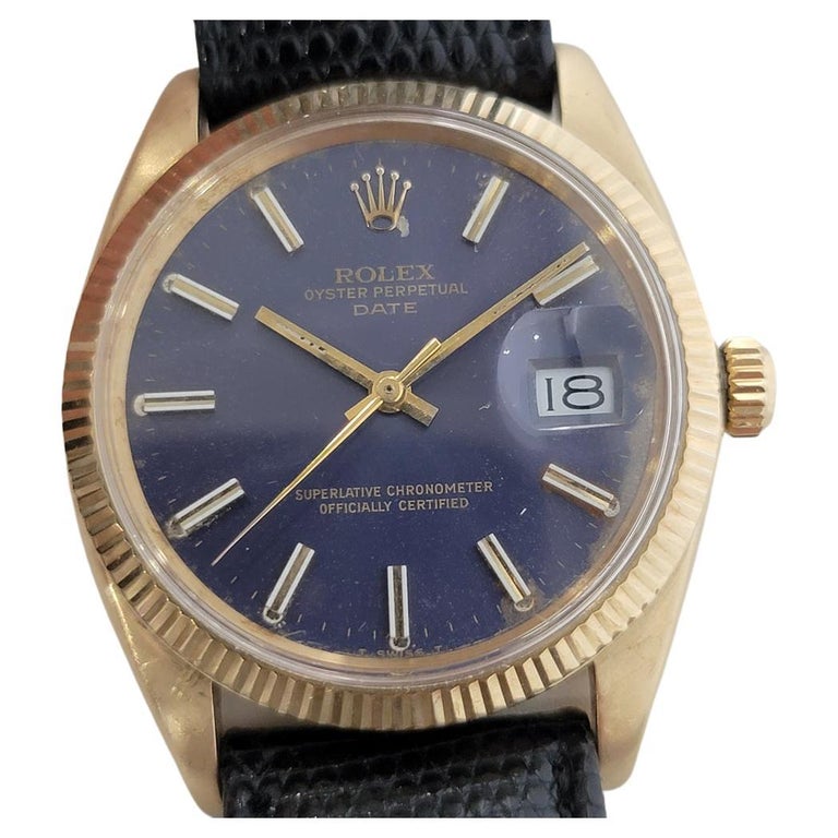 Homme Rolex Oyster Perpetual Date 1503 35mm 14k Solid Gold Automatic 1960  RA264 En vente sur 1stDibs