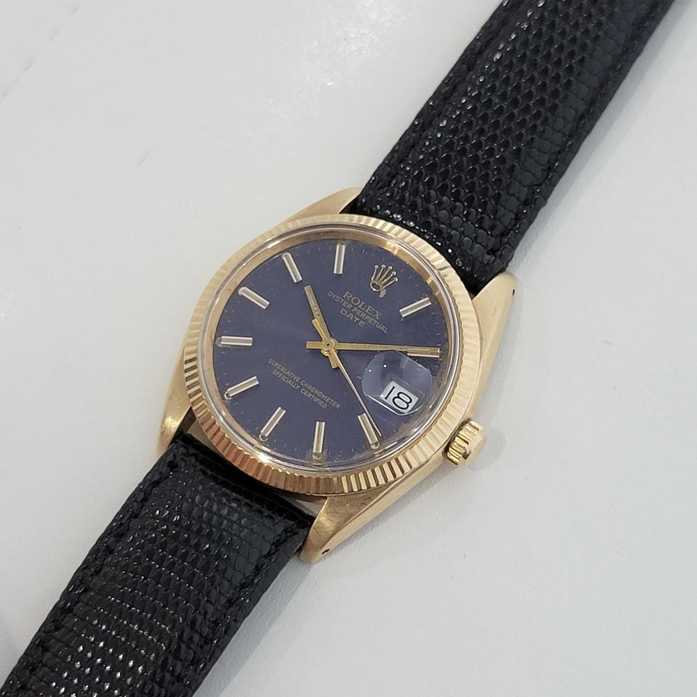 Men's Mens Rolex Oyster Perpetual Date 1503 35mm 1960s 14k Solid Gold Automatic RA264 For Sale