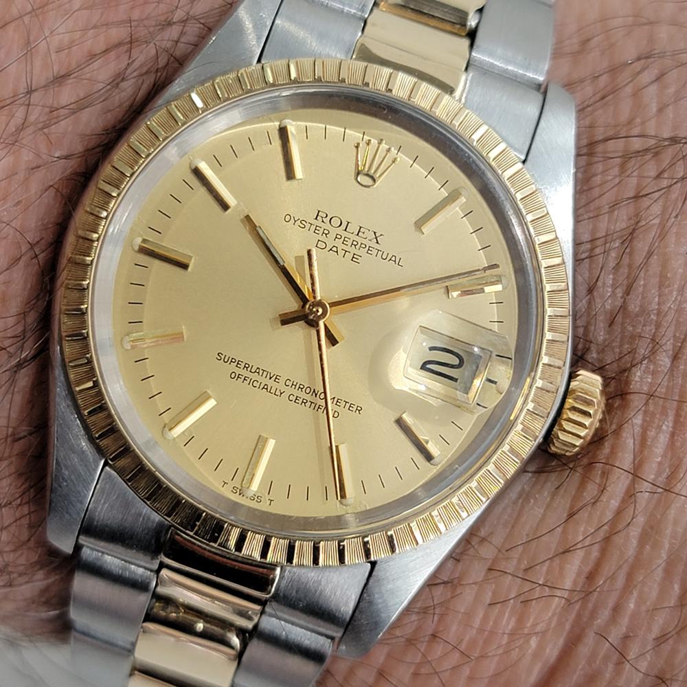 Mens Rolex Oyster Perpetual Date 1505 14k Gold ss Automatic 1970s RA165 For Sale 5