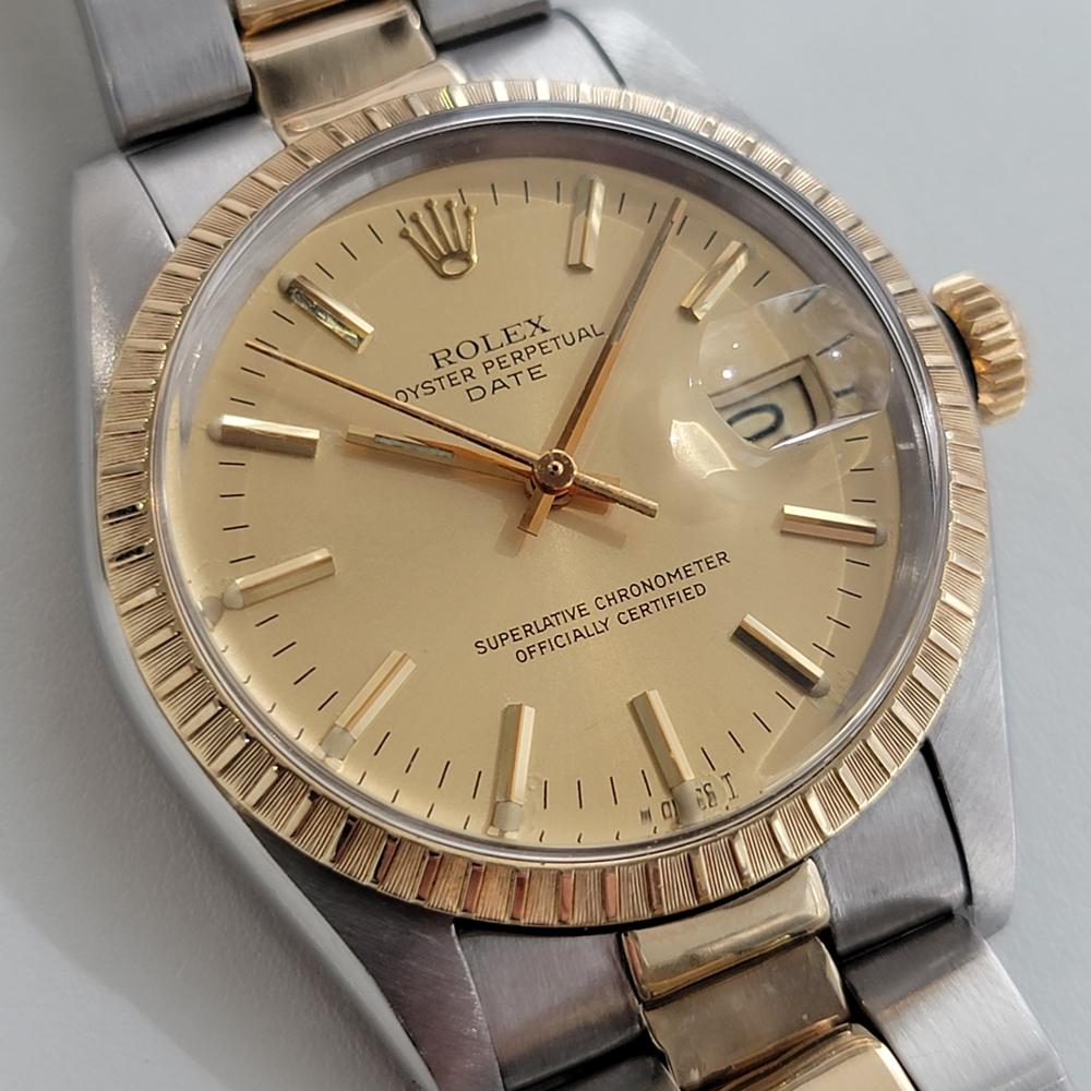 Rolex Montre Oyster Perpetual Date 1505 en or 14 carats automatique pour hommes, années 1970 RA165 Excellent état - En vente à Beverly Hills, CA