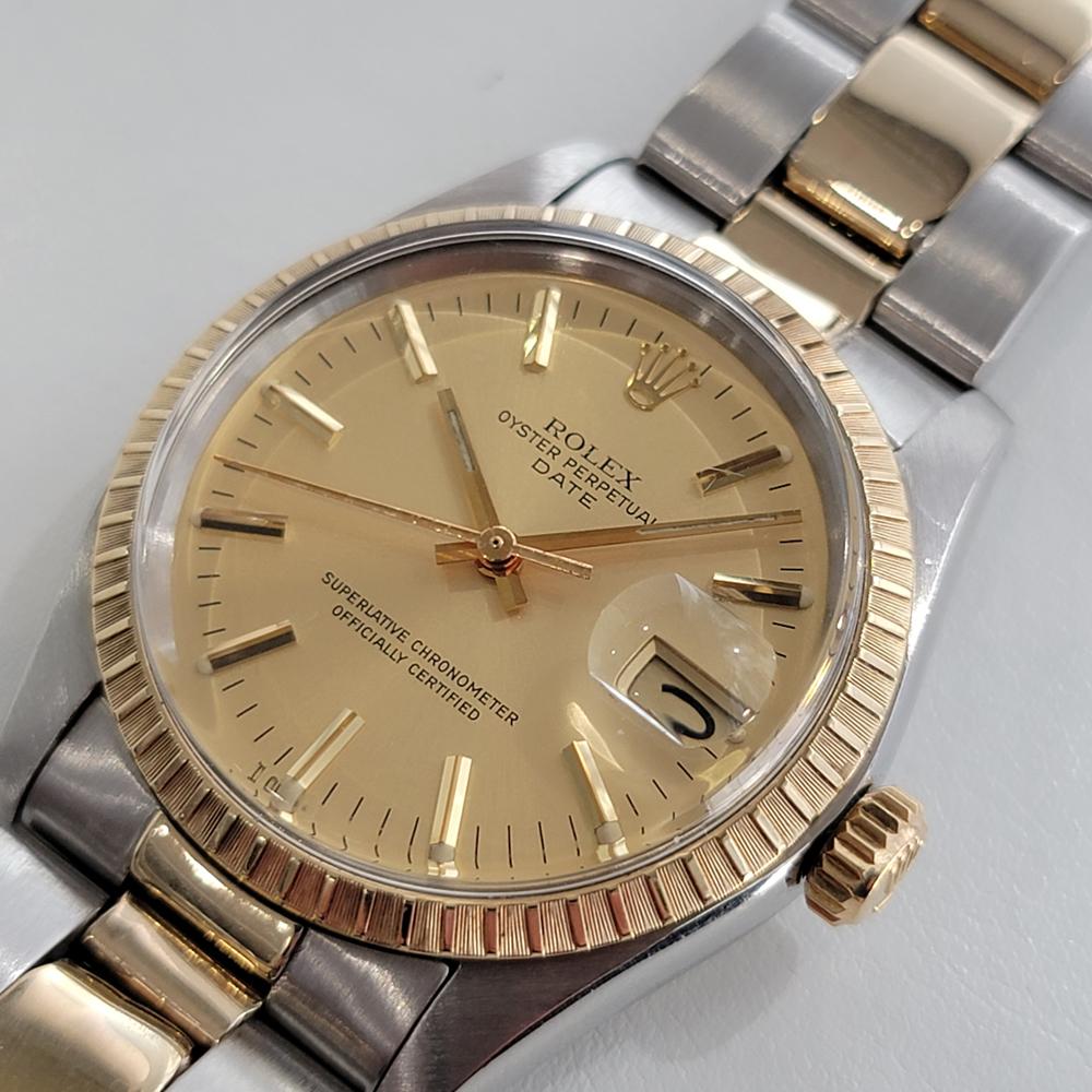 Rolex Montre Oyster Perpetual Date 1505 en or 14 carats automatique pour hommes, années 1970 RA165 Pour hommes en vente