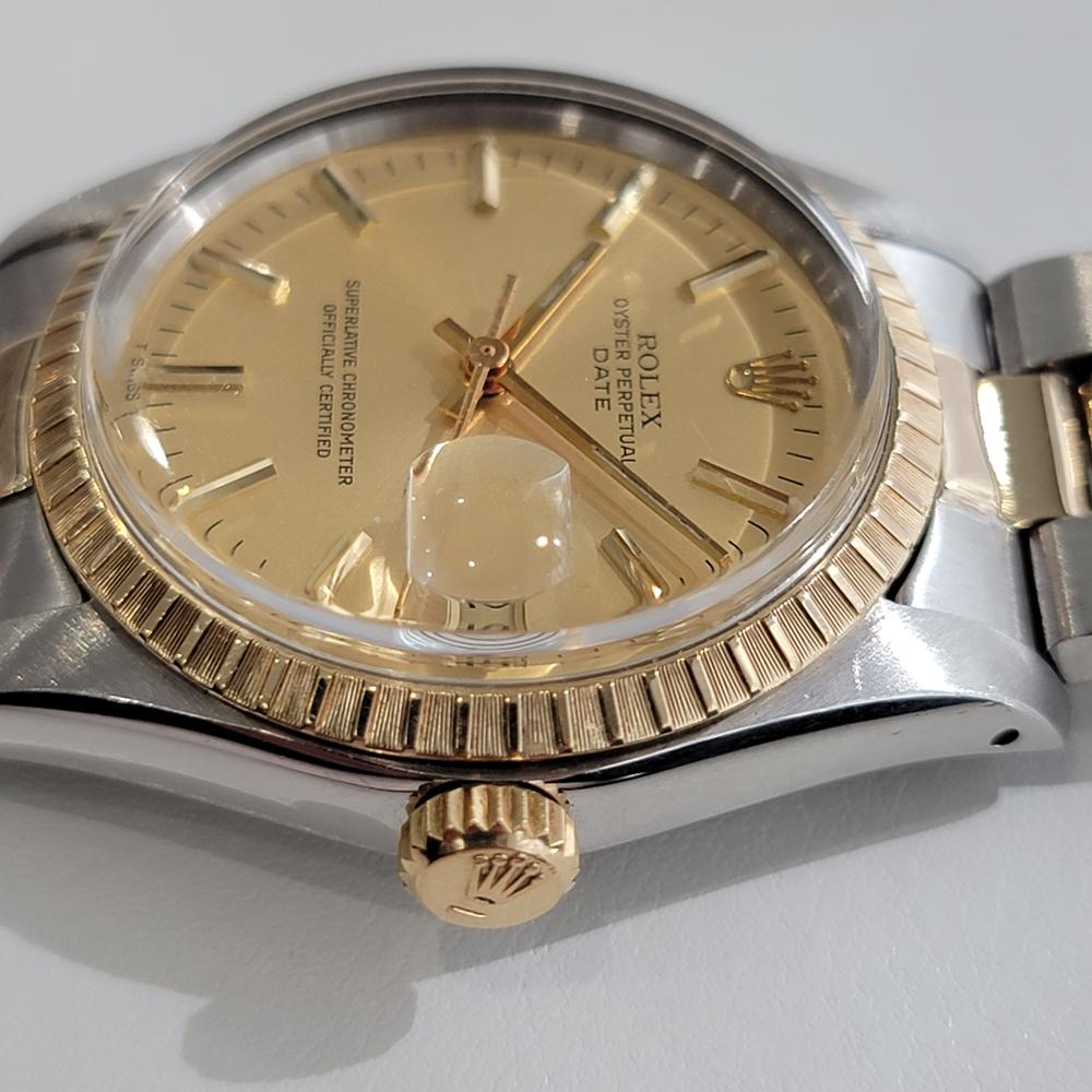 Rolex Montre Oyster Perpetual Date 1505 en or 14 carats automatique pour hommes, années 1970 RA165 en vente 1