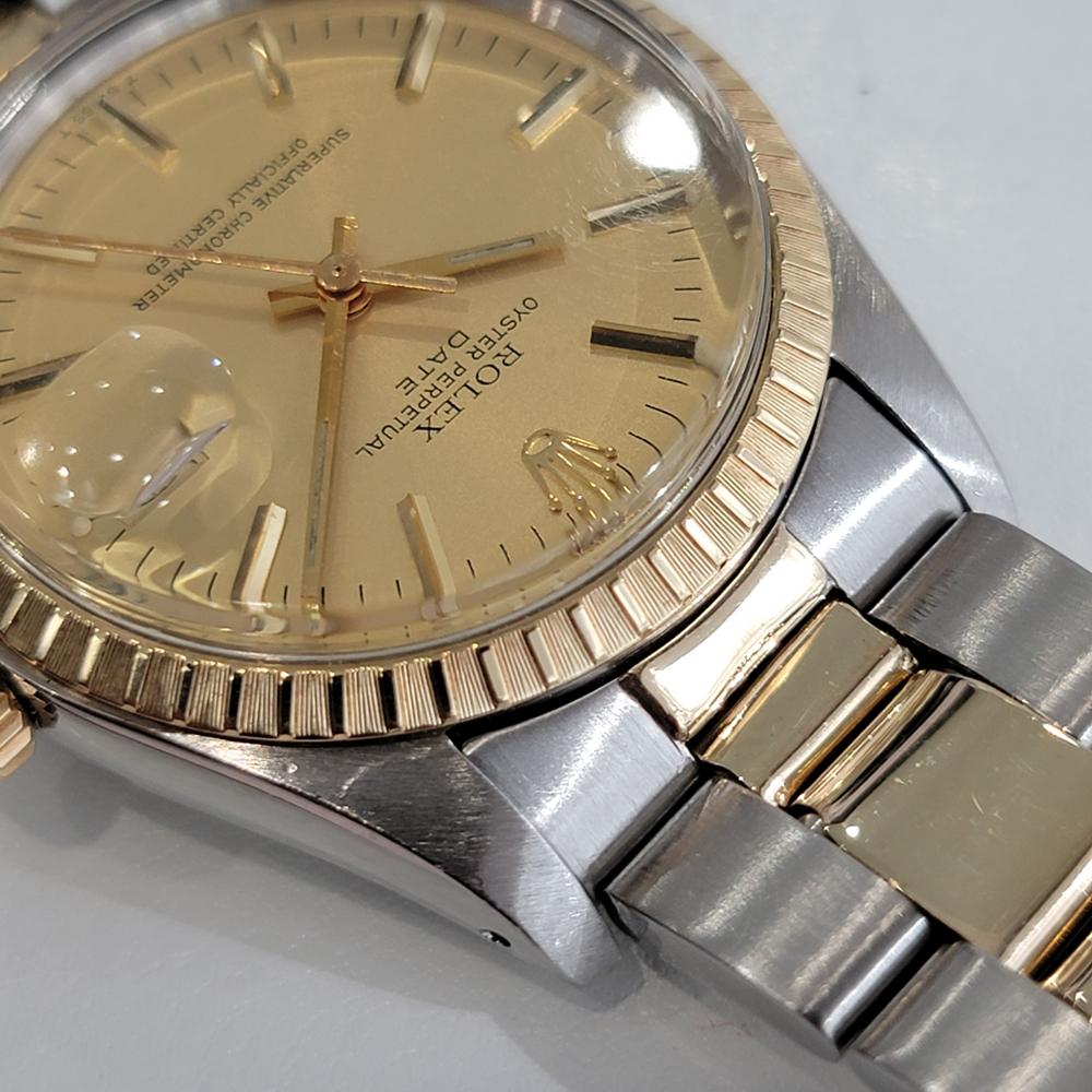 Mens Rolex Oyster Perpetual Date 1505 14k Gold ss Automatic 1970s RA165 In Excellent Condition For Sale In Beverly Hills, CA