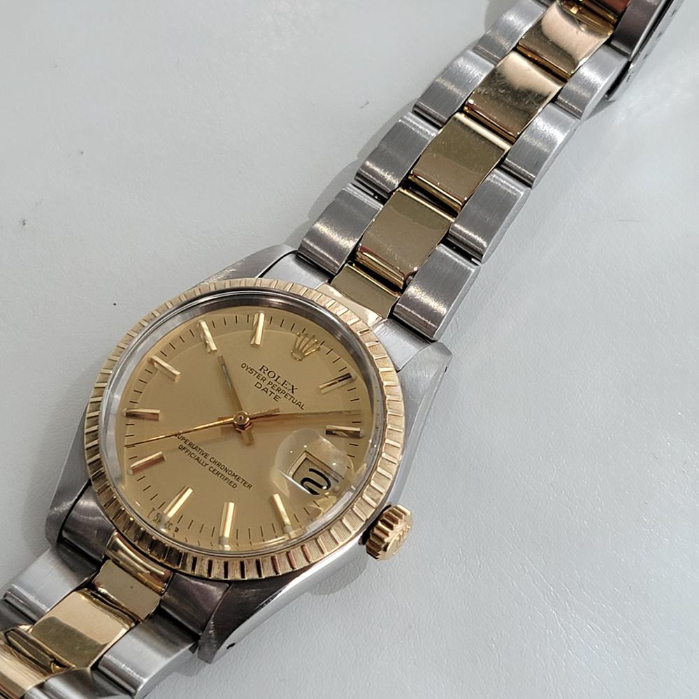 Men's Mens Rolex Oyster Perpetual Date 1505 14k Gold ss Automatic 1970s RA165 For Sale