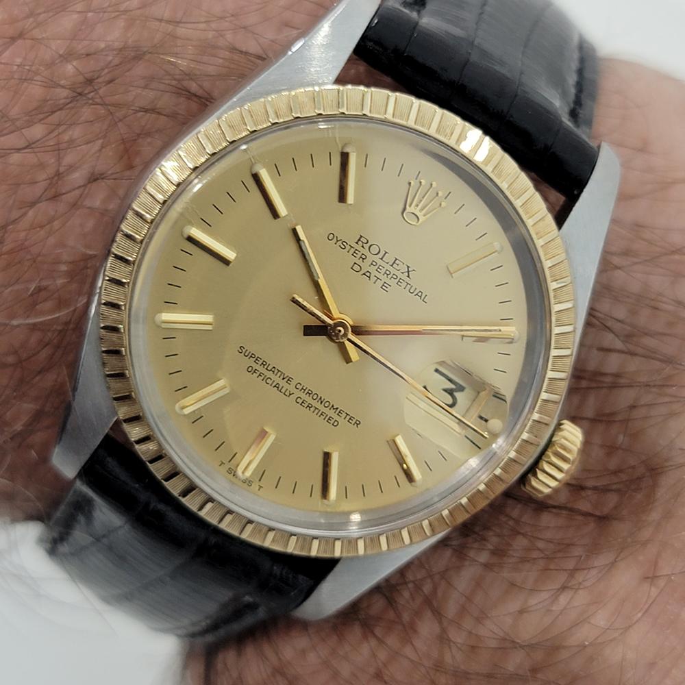 Mens Rolex Oyster Perpetual Date 1505 14k Gold ss Automatic 1970s RA165B For Sale 8