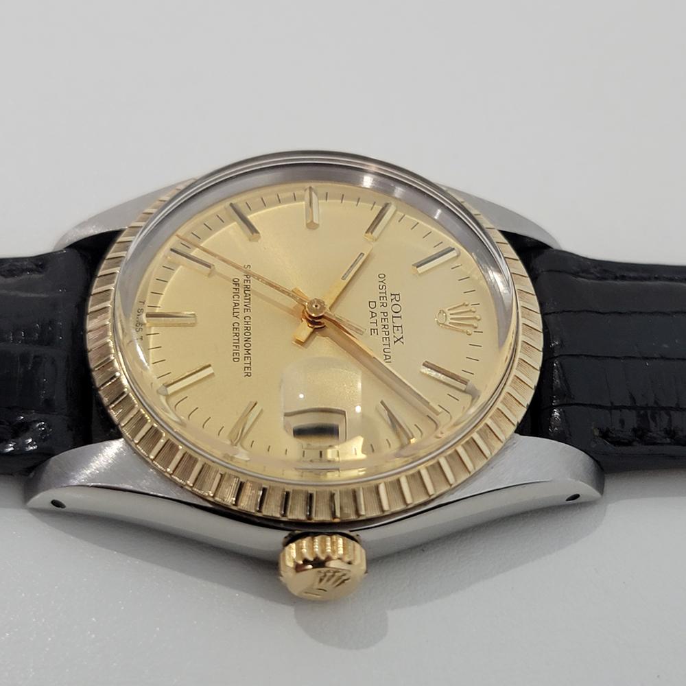 Men's Mens Rolex Oyster Perpetual Date 1505 14k Gold ss Automatic 1970s RA165B For Sale