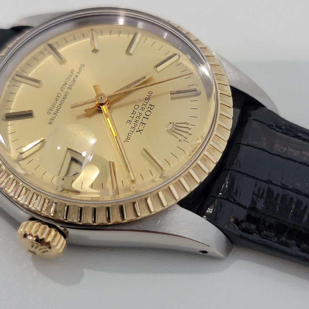 Mens Rolex Oyster Perpetual Date 1505 14k Gold ss Automatic 1970s RA165B For Sale 1