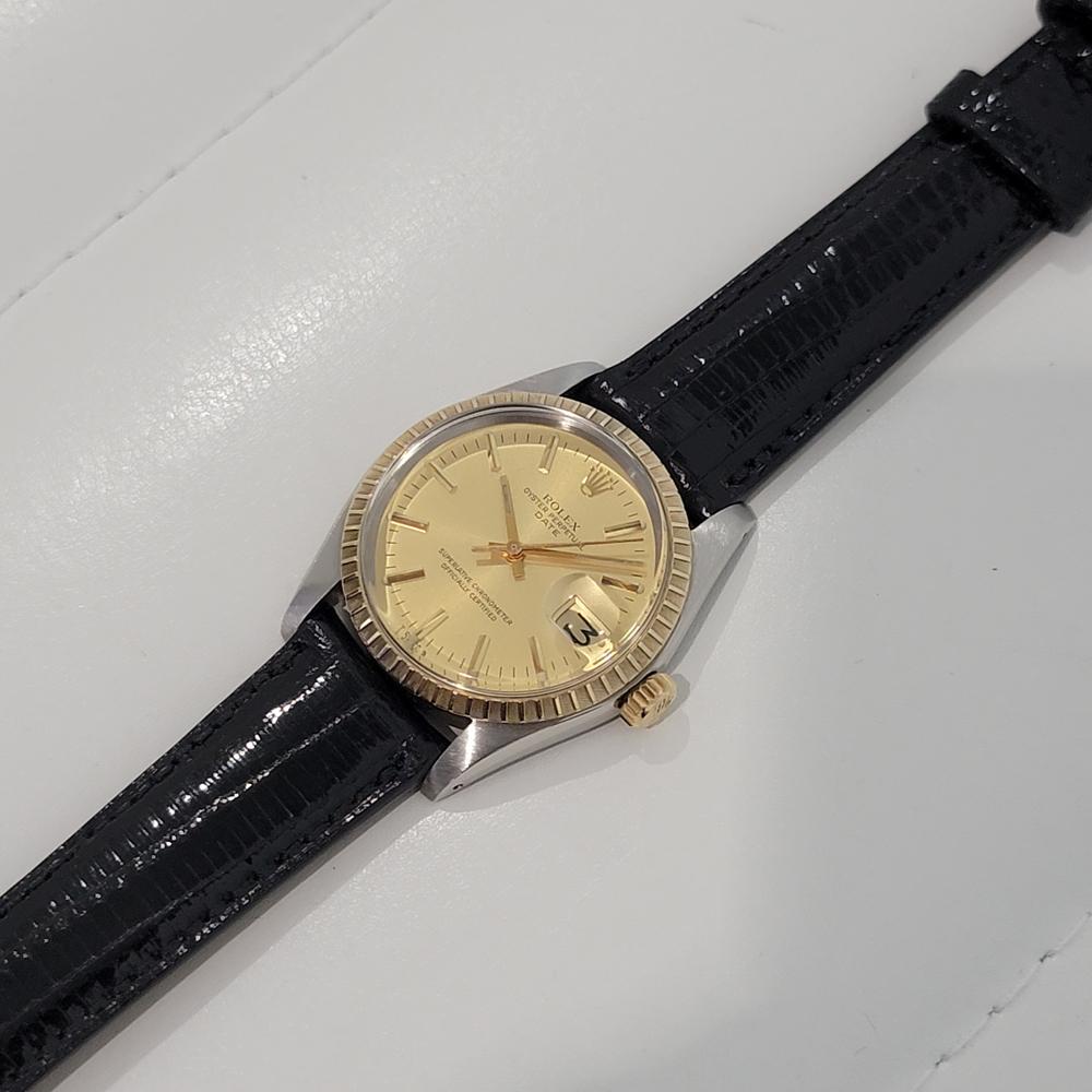 Mens Rolex Oyster Perpetual Date 1505 14k Gold ss Automatic 1970s RA165B For Sale 2