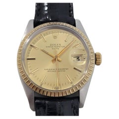 Retro Mens Rolex Oyster Perpetual Date 1505 14k Gold ss Automatic 1970s RA165B