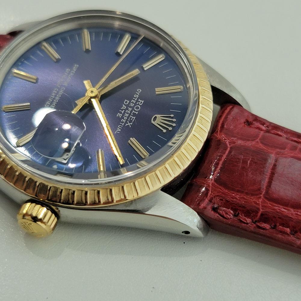 Mens Rolex Oyster Perpetual Date 15053 14k Gold Ss Automatic 1980s RA272R In Excellent Condition For Sale In Beverly Hills, CA