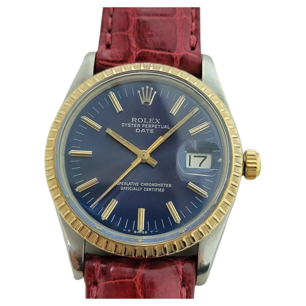 Mens Rolex Oyster Perpetual Date 15053 14k Gold Ss Automatic 1980s RA272R For Sale