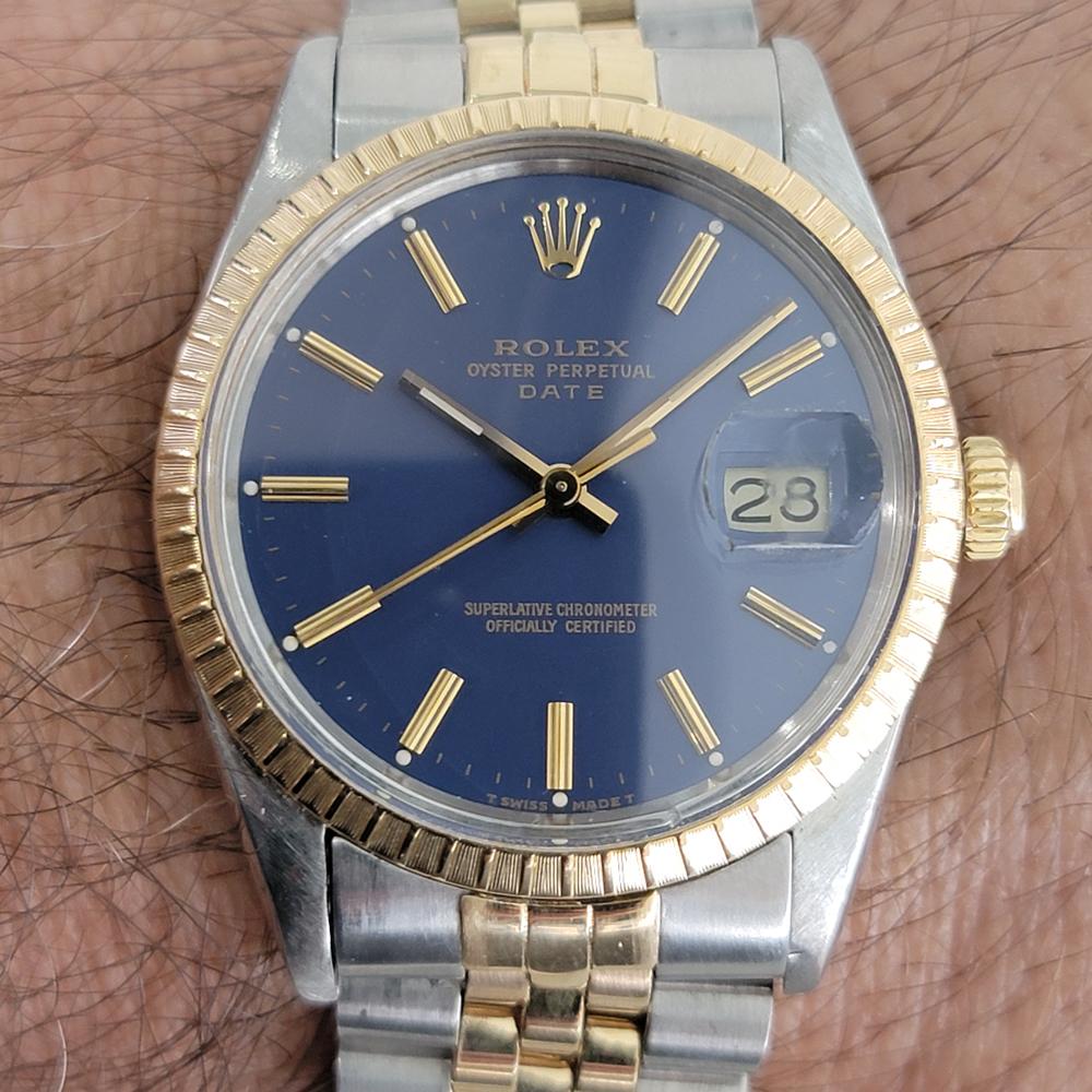Mens Rolex Oyster Perpetual Date 15053 Automatic Blue Dial 1980s w Box RA11 7