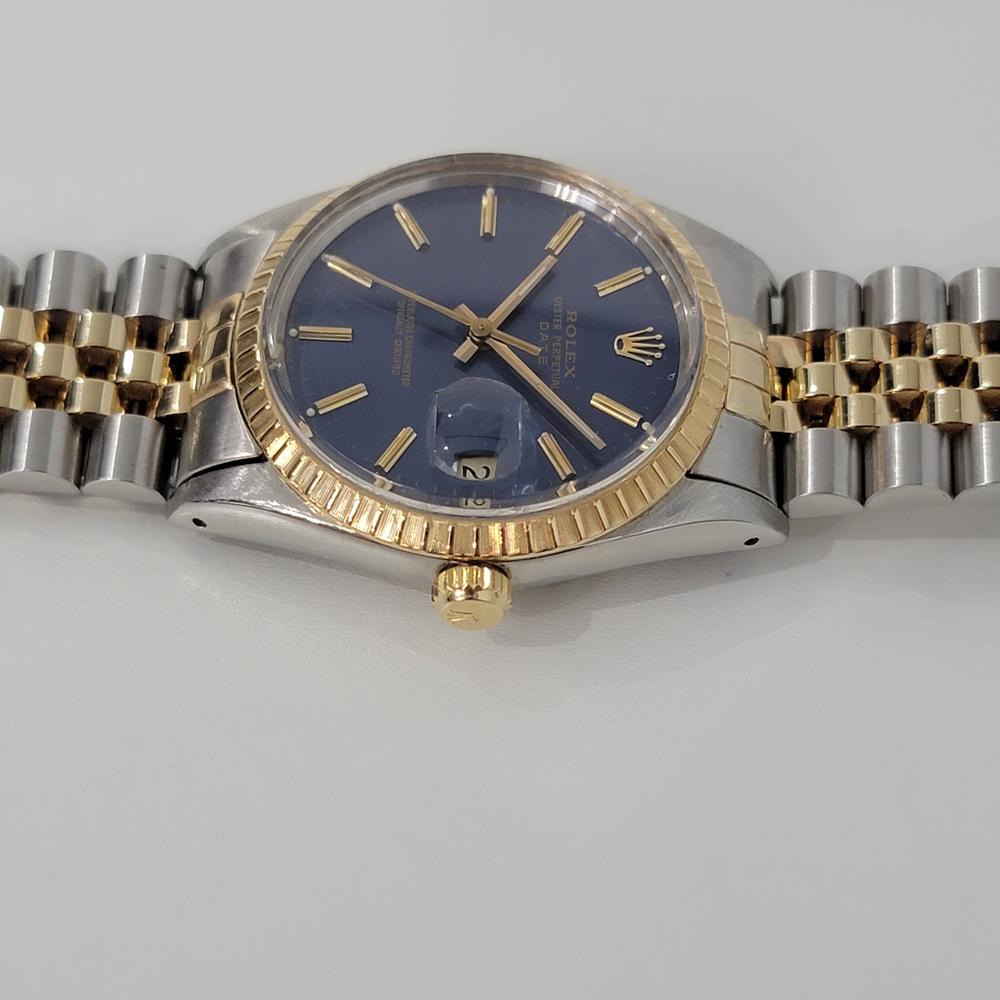 Mens Rolex Oyster Perpetual Date 15053 Automatic Blue Dial 1980s w Box RA11 1