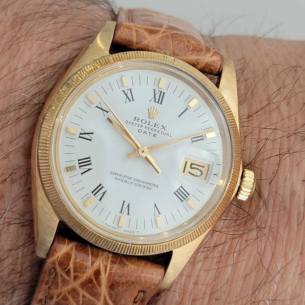 Mens Rolex Oyster Perpetual Date 1507 18k Solid Gold Automatic 1960s RA218 For Sale 6