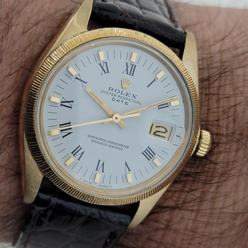 Mens Rolex Oyster Perpetual Date 1507 18k Solid Gold Automatic 1960s RA218B For Sale 6
