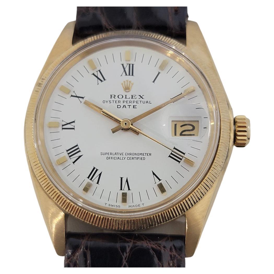Mens Rolex Oyster Perpetual Date 1507 18k Solid Gold Automatic 1960s RA218B For Sale