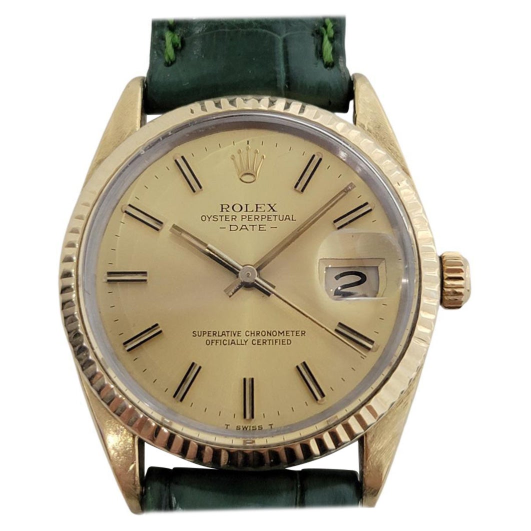 Herren Rolex Oyster Perpetual Date 15505 Gold-gefasster Automatik 1980er Jahre RA212