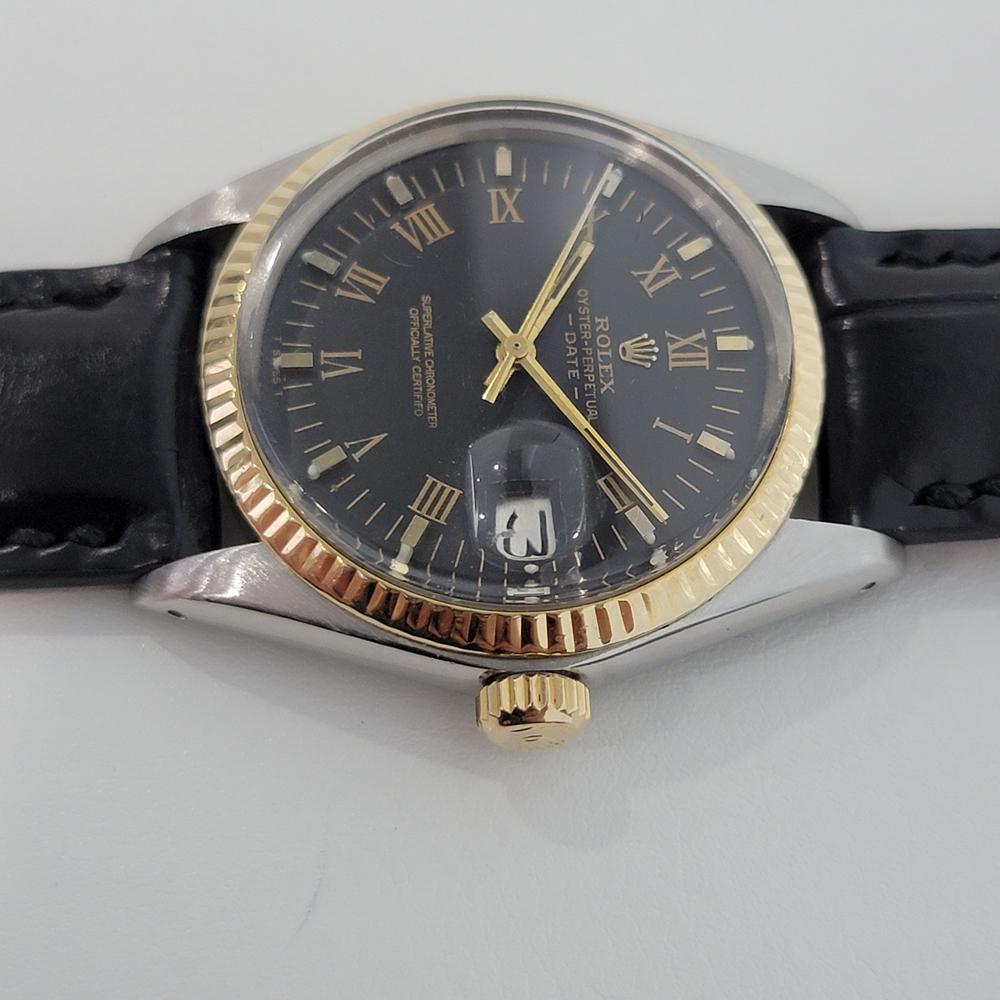 Mens Rolex Oyster Perpetual Date 1970s Ref 1501 18k SS Automatic RA250B In Excellent Condition For Sale In Beverly Hills, CA