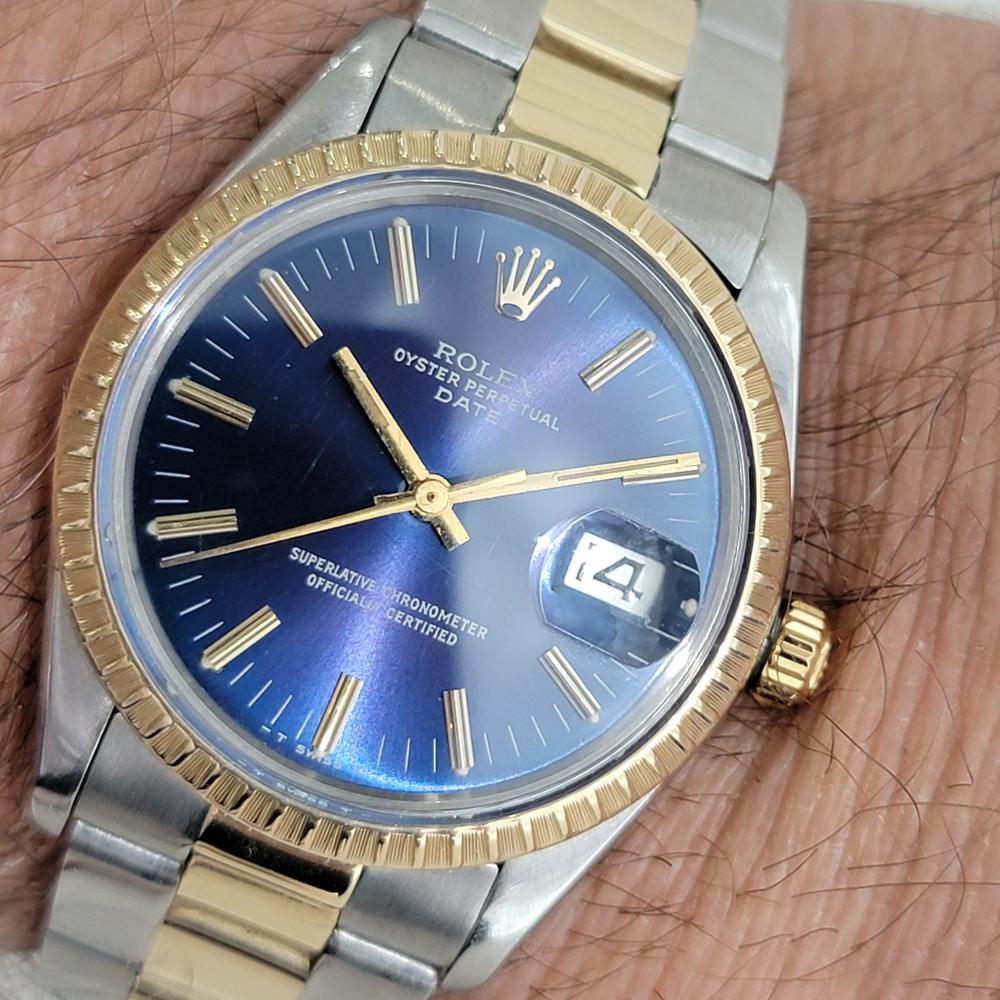 Mens Rolex Oyster Perpetual Date 1980s 15053 14k Gold ss Automatic Swiss RA272 For Sale 7