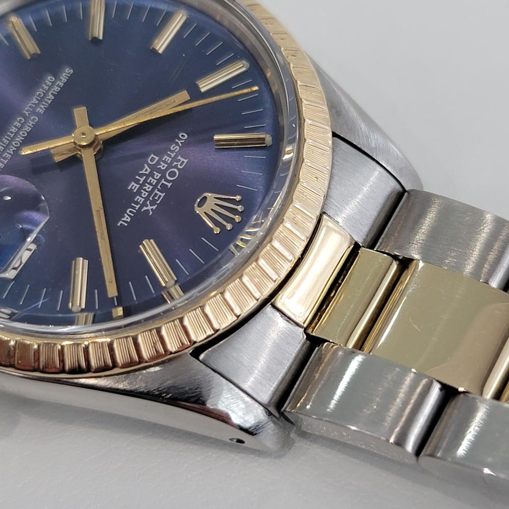 Men's Mens Rolex Oyster Perpetual Date 1980s 15053 14k Gold ss Automatic Swiss RA272 For Sale