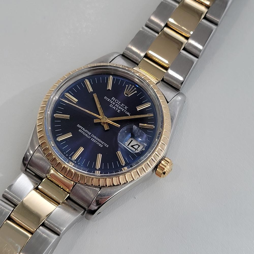 Men's Mens Rolex Oyster Perpetual Date 1980s 15053 14k Gold ss Automatic Swiss RA272 For Sale
