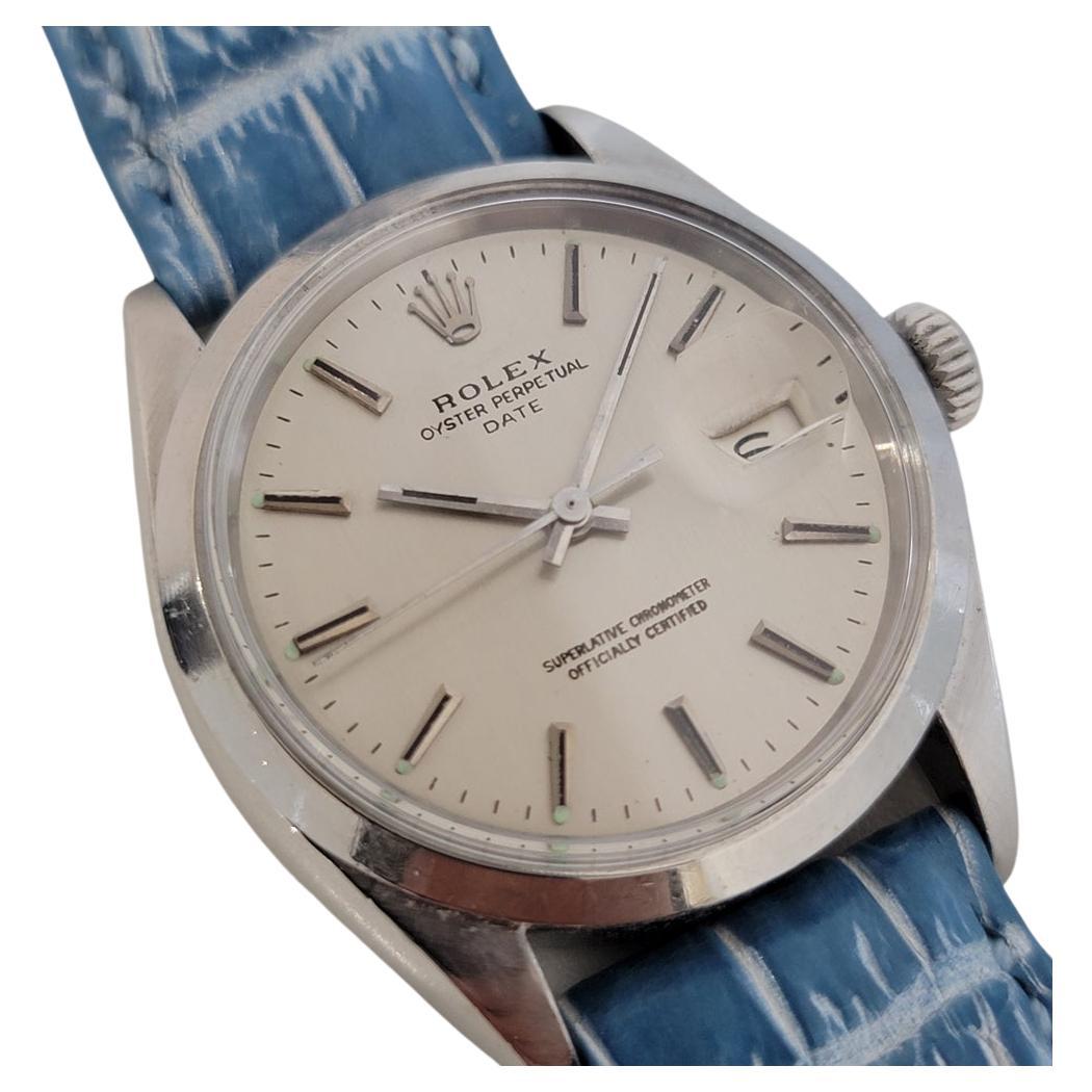 Mens Rolex Oyster Perpetual Date Ref 1500 1960s Vintage Automatic Swiss RA259B For Sale