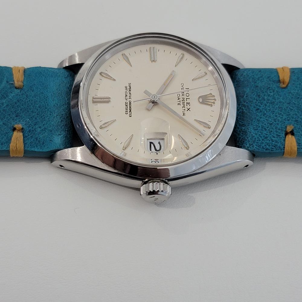 Mens Rolex Oyster Perpetual Date Ref 1500 Automatic 1960s Vintage RA203T In Excellent Condition In Beverly Hills, CA