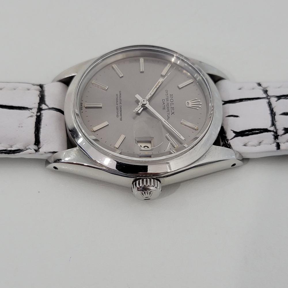 Mens Rolex Oyster Perpetual Date Ref 1500 Automatic 1960s Vintage RJC182 In Excellent Condition In Beverly Hills, CA