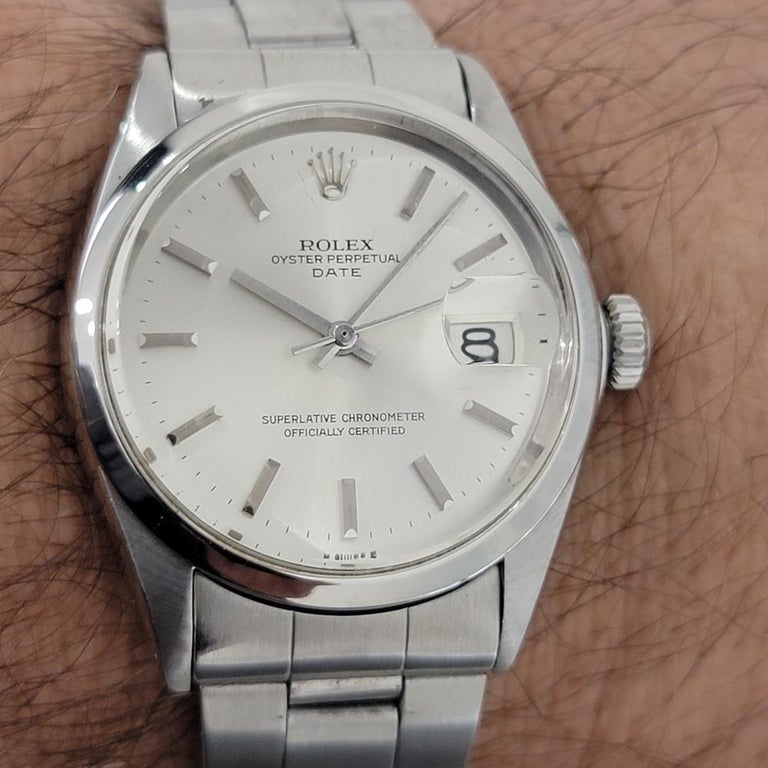 Mens Rolex Oyster Perpetual Date Ref 1500 Automatic 1970s Vintage RA13 For Sale 8