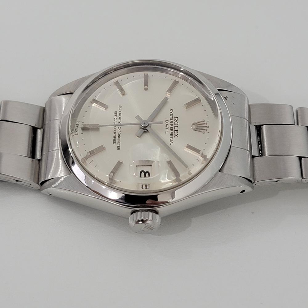Mens Rolex Oyster Perpetual Date Ref 1500 Automatic 1970s Vintage RA13 In Excellent Condition In Beverly Hills, CA