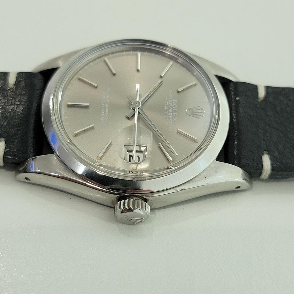 Mens Rolex Oyster Perpetual Date Ref 1500 Automatic 1970s Vintage RA293B In Excellent Condition For Sale In Beverly Hills, CA