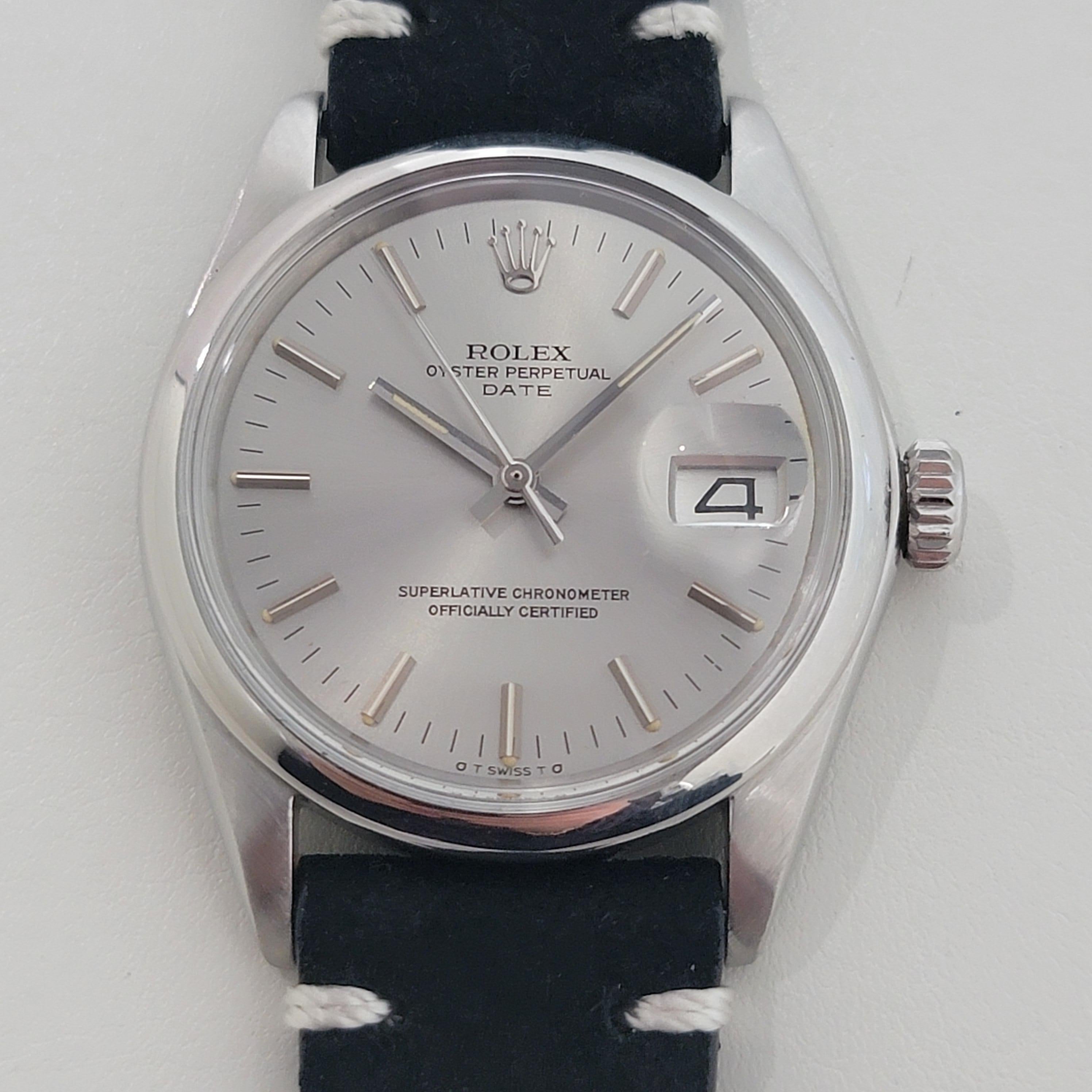 Rolex Oyster Perpetual Date Uomo Ref 1500 35mm Automatico 1970s Vintage RA429B In condizioni ottime a Beverly Hills, CA