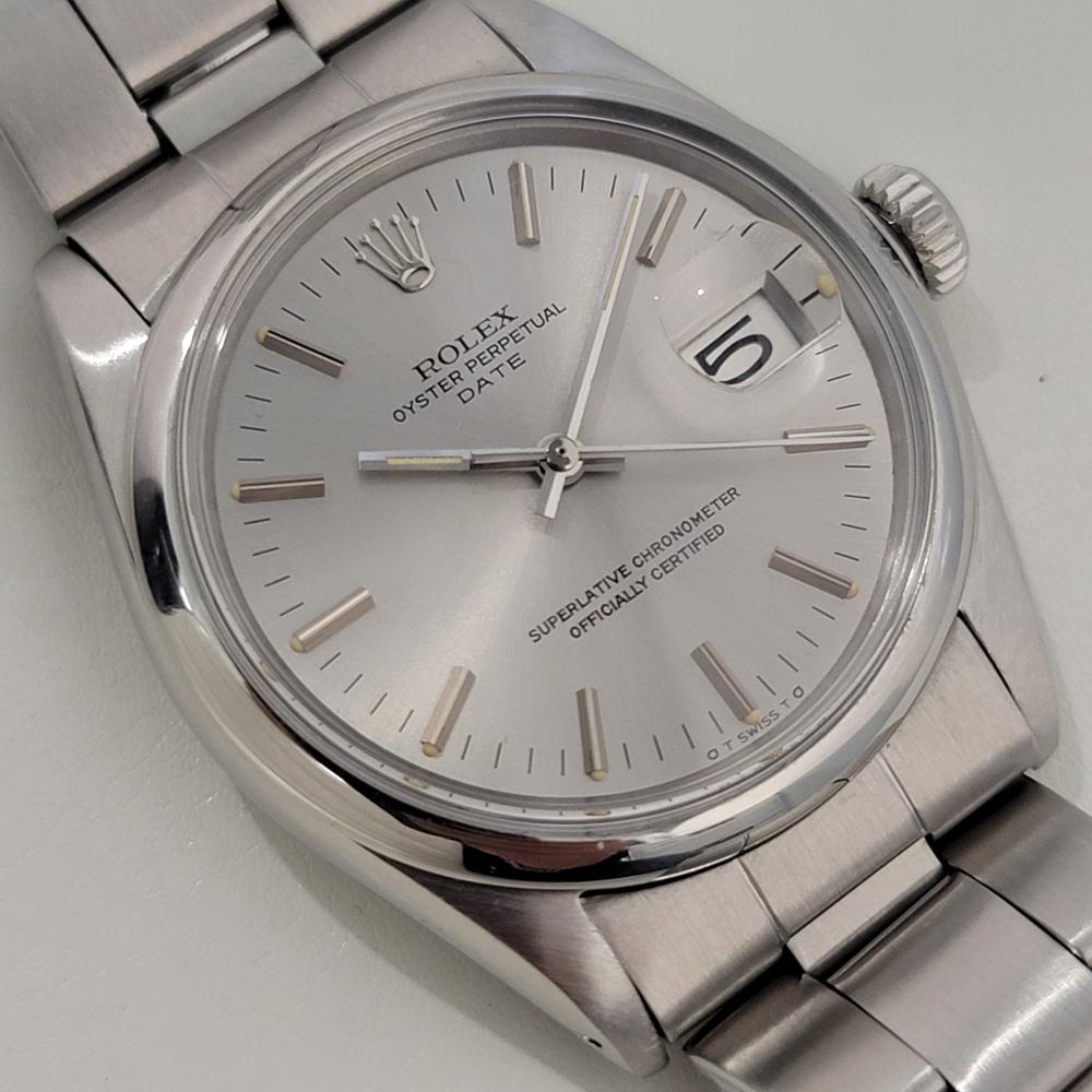 Rolex Oyster Perpetual Date Uomo Ref 1500 35mm Automatico 1970s Vintage RA429S In condizioni ottime a Beverly Hills, CA