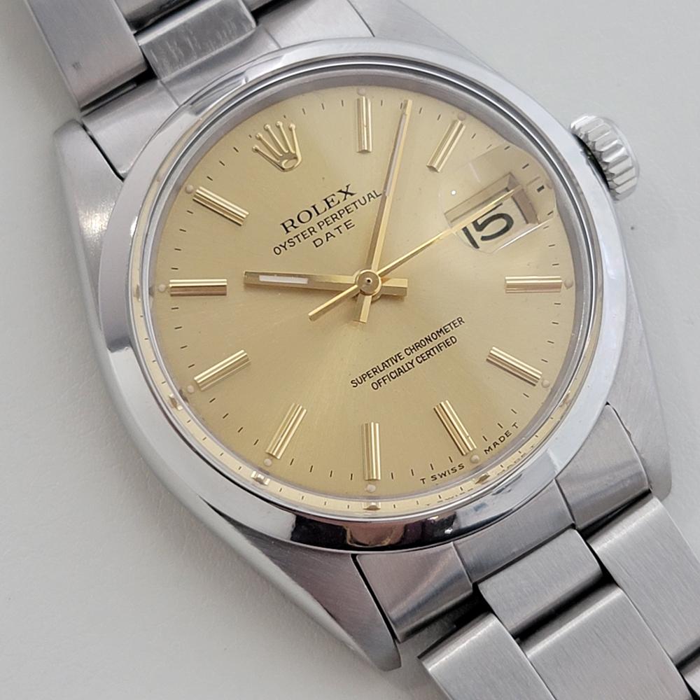 Rolex Oyster Perpetual Date Réf 1500 35 mm automatique des années 1970, vintage RA495 Excellent état à Beverly Hills, CA