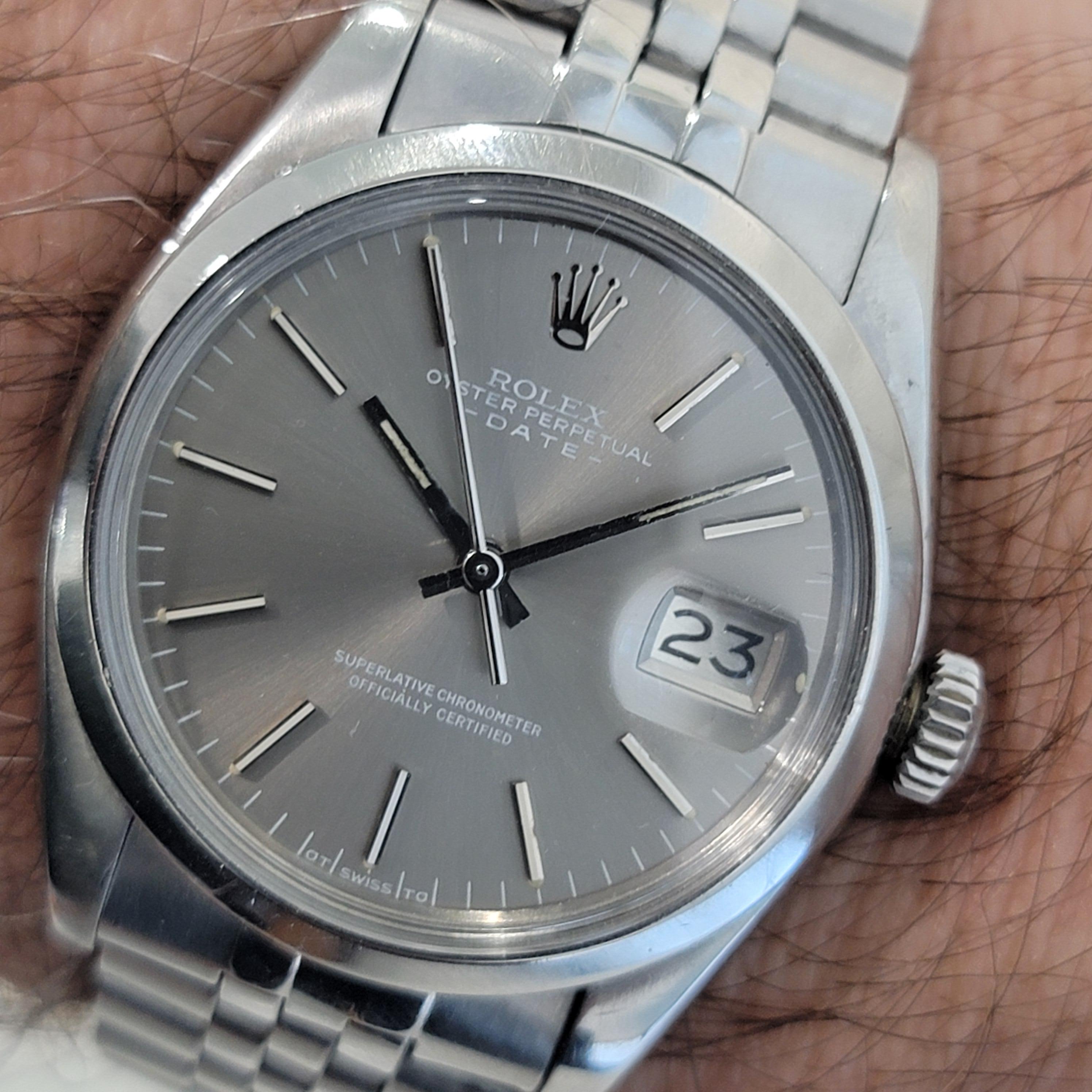 Rolex Oyster Perpetual Date Réf. 1500 Automatic 1970s Vintage Lux RA293 pour hommes 8