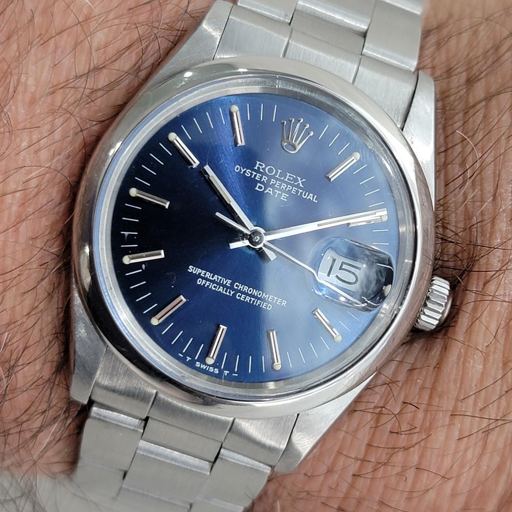 Mens Rolex Oyster Perpetual Date Ref 15000 Blue Dial Automatic 1980s RA167 6