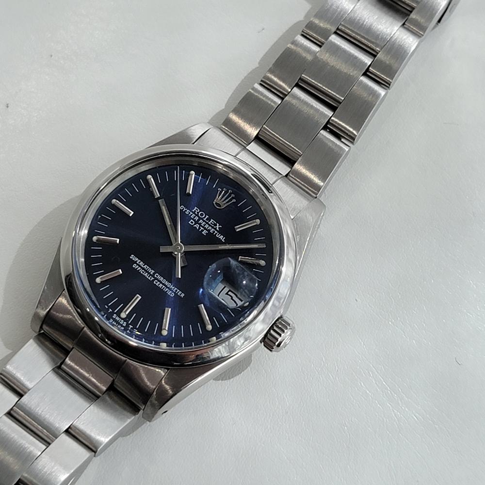 Men's Mens Rolex Oyster Perpetual Date Ref 15000 Blue Dial Automatic 1980s RA167