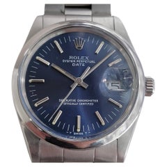 Mens Rolex Oyster Perpetual Date Ref 15000 Blue Dial Automatic 1980s RA167