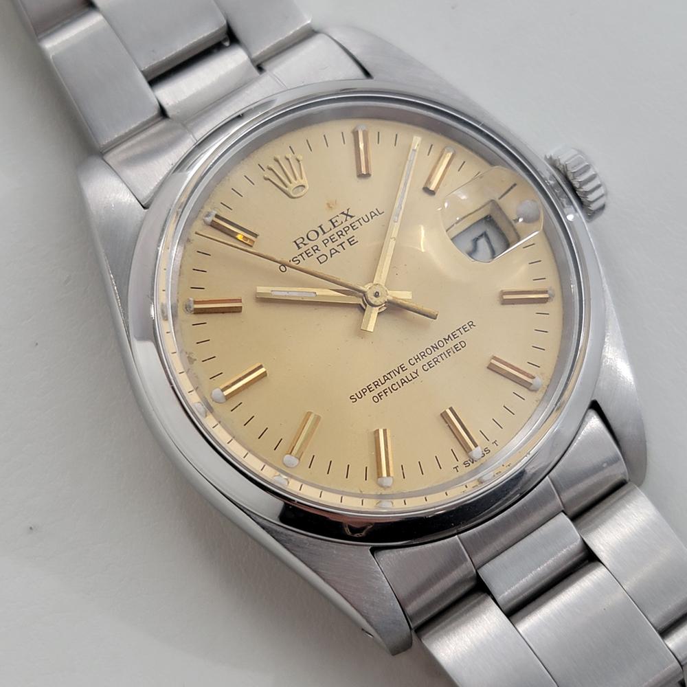 Mens Rolex Oyster Perpetual Date Ref 15000 Automatic 1980s All Original RA494 In Excellent Condition For Sale In Beverly Hills, CA