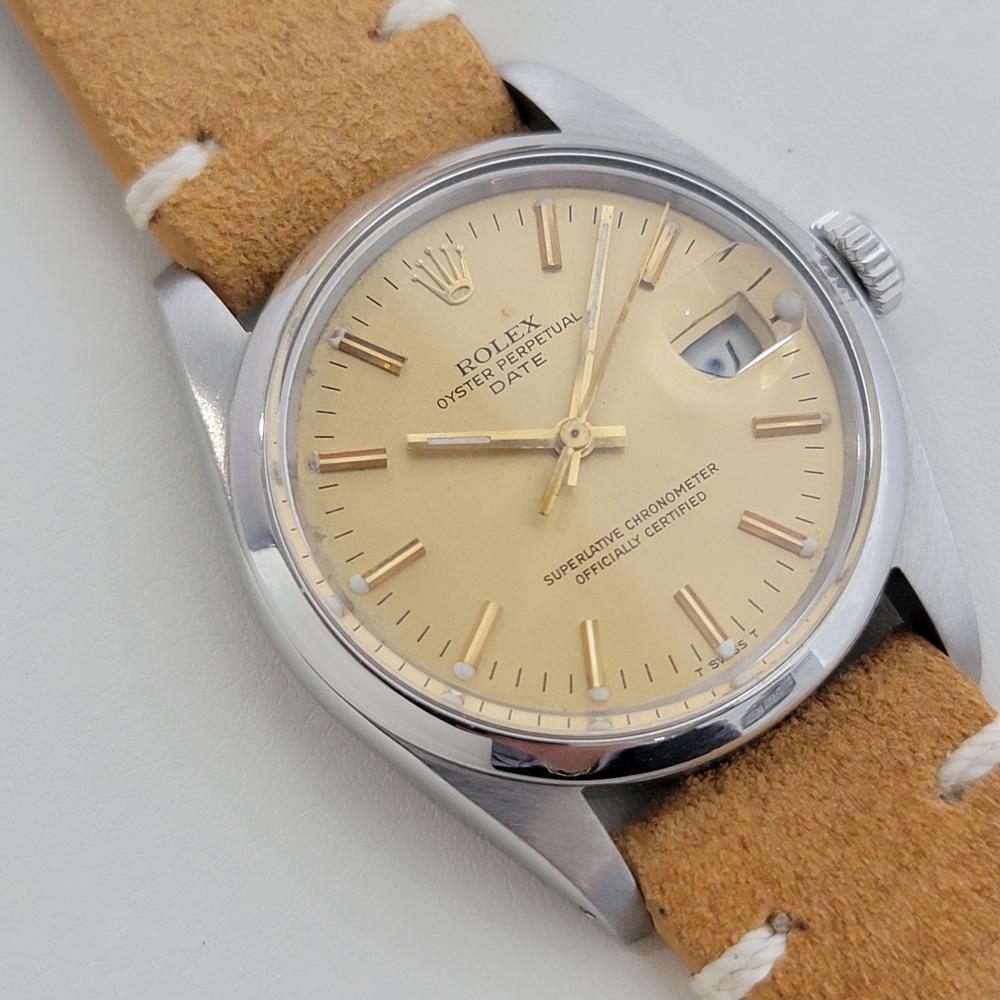 Mens Rolex Oyster Perpetual Date Ref 15000 Automatic 1980s Vintage Swiss RA494B In Excellent Condition For Sale In Beverly Hills, CA