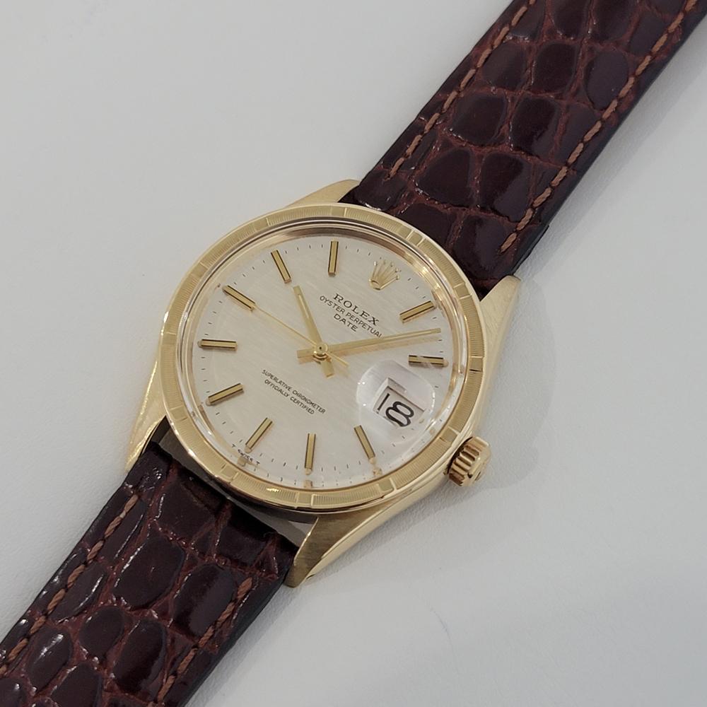 Men's Mens Rolex Oyster Perpetual Date Ref 1501 35mm 14k Gold Automatic 1970s RA220B