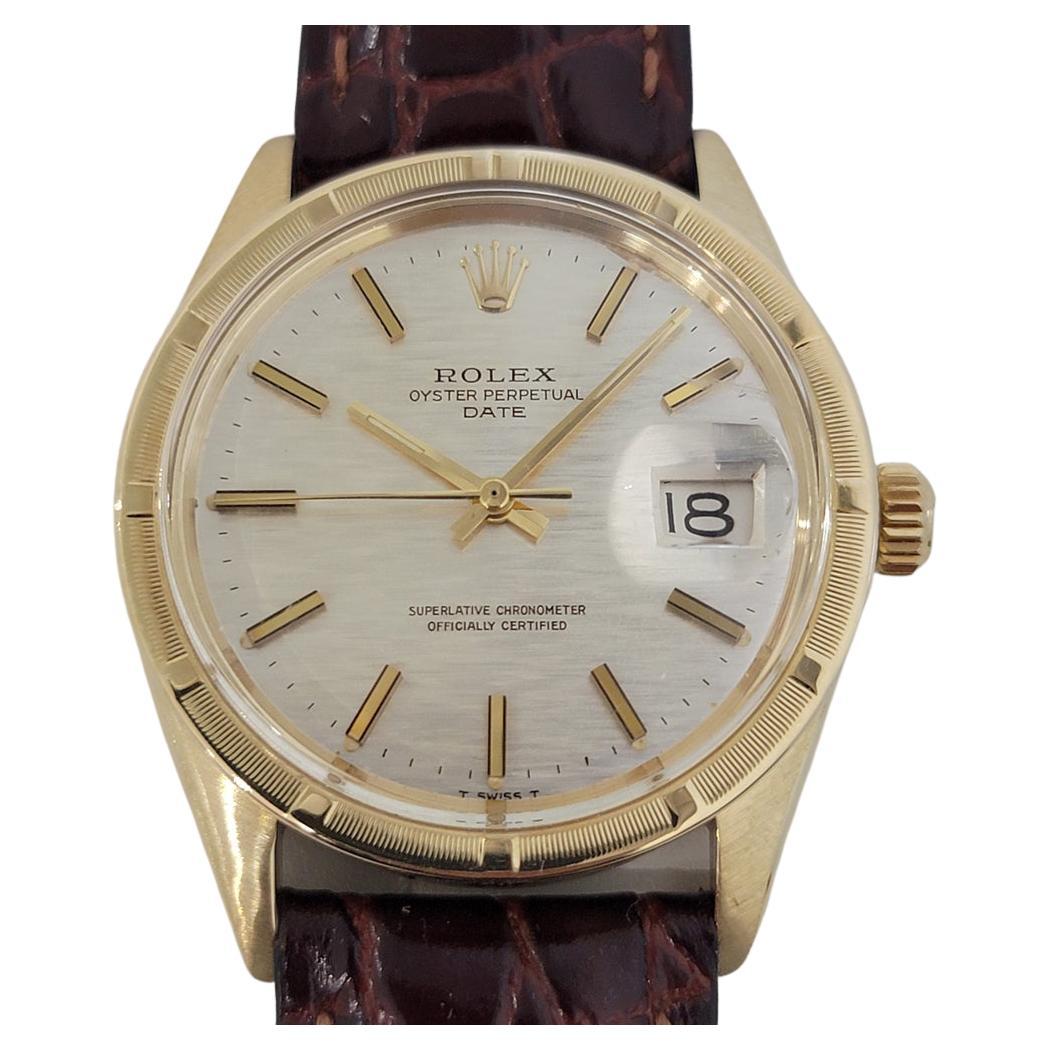 Mens Rolex Oyster Perpetual Date Ref 1501 35mm 14k Gold Automatic 1970s RA220B